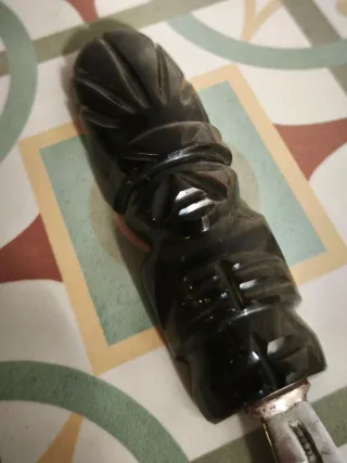 Abrecartas plata y obsidiana.