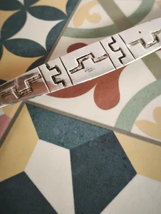 Abrecartas plata y obsidiana.