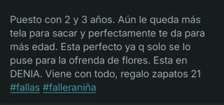 Traje de Fallera Niña Azul/Rosa Talla para 3-4