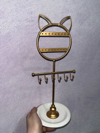 Joyero pendientes y anillos dorado