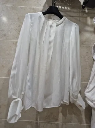 Blusa Zara Blanca Manga Larga