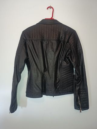 Cazadora Biker Polipiel Negra Talla XXL