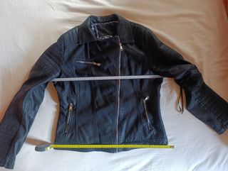Cazadora Biker Polipiel Negra Talla XXL