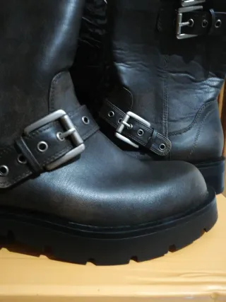 Botines Zara hebillas piel marrones tall 38 NUEVOS