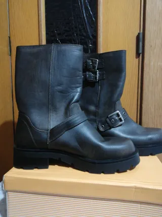 Botines Zara hebillas piel marrones tall 38 NUEVOS