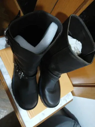 Botines Zara hebillas piel marrones tall 38 NUEVOS