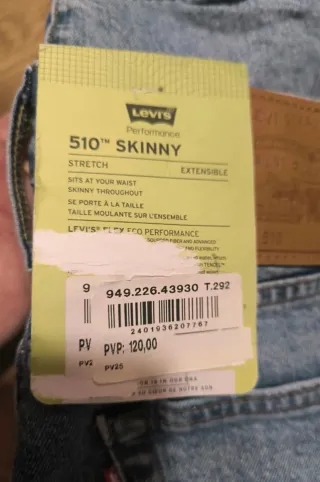 Pantalón Levis 510 Skinny Hombre Azul.