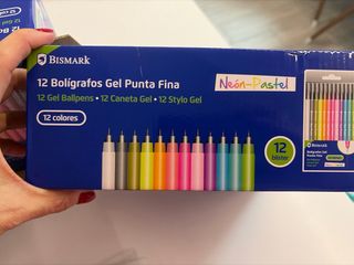 Lote 12 Bolígrafos Gel Bismark Punta Fina Colores