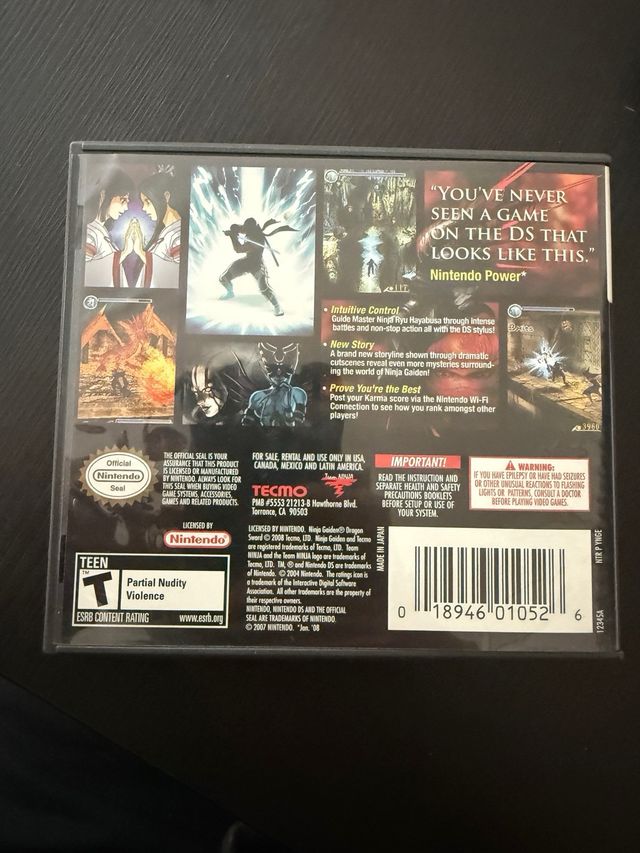 Ninja Gaiden Dragon Sword Nintendo DS versión USA