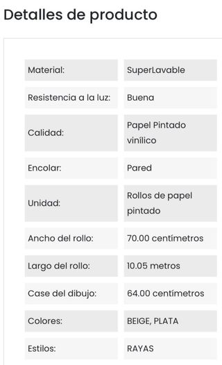 Papel pintado vinílico 10,05x0,70m