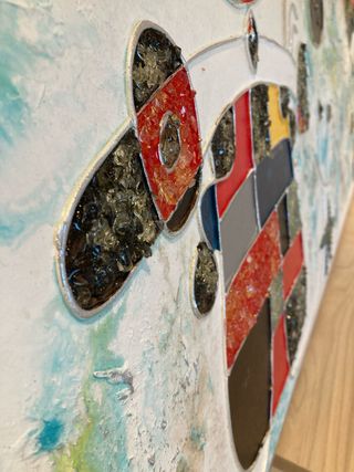 Cuadro grande técnica mixta con relieve tipo Miró