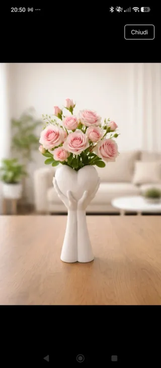 Vaso decorativo mani cuore