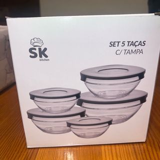 Conjunto 5 Taças Vidro com Tampa SK