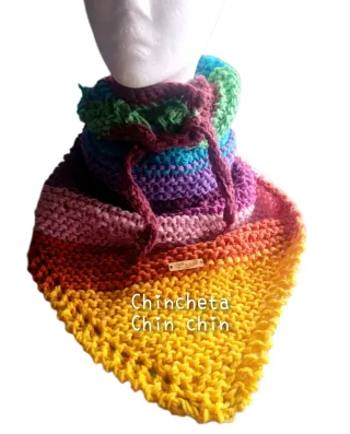 Chal tejido multicolor lana artesano