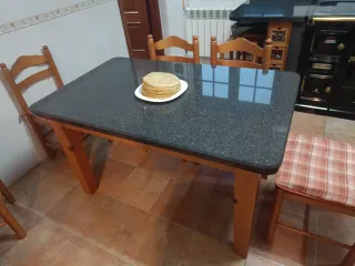 Mesa de piedra granito negro/gris cocina, salón..