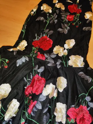 Vestido largo fiesta flores bordado