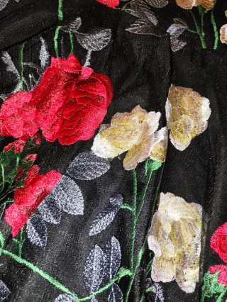 Vestido largo fiesta flores bordado