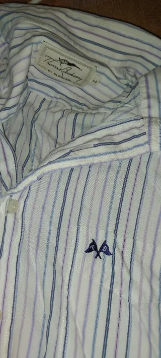 Camisa Burberry Rayas Azul y Blanca