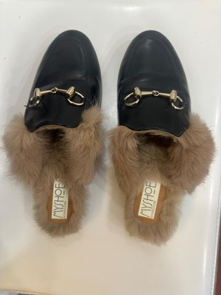 Mocasines MYSHOES negros con pelo