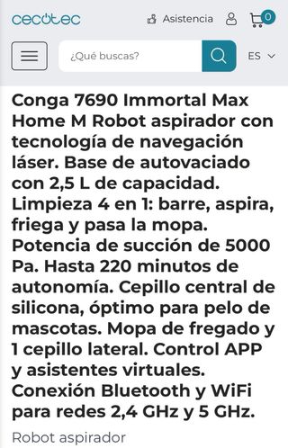 (PRECINTADO)Robot Aspirador Conga 7690 autovacido