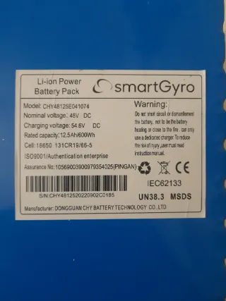 Batería SmartGyro 48V 13Ah
