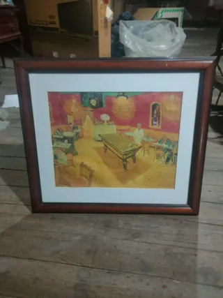 Lámina Le Café con marco de madera