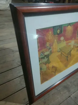 Lámina Le Café con marco de madera