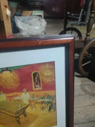 Lámina Le Café con marco de madera