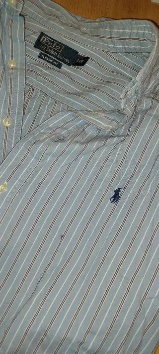 Camisa Polo Ralph Lauren Rayas Azul y Blanca