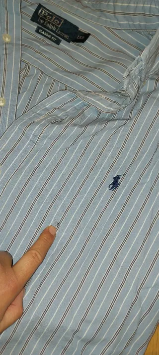Camisa Polo Ralph Lauren Rayas Azul y Blanca