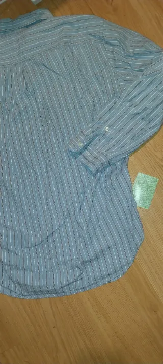 Camisa Polo Ralph Lauren Rayas Azul y Blanca