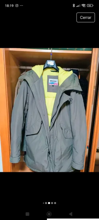 Chaqueta Blauer plumas gris/amarillo
