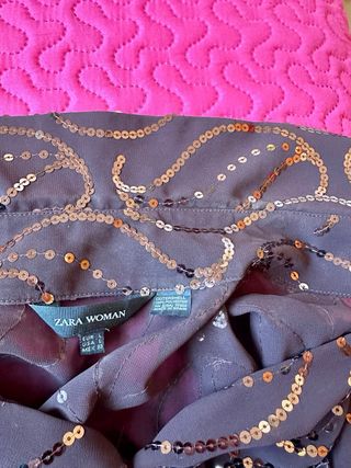 Camisa Zara Woman lentejuelas transparente