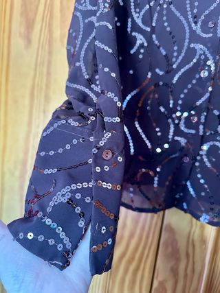 Camisa Zara Woman lentejuelas transparente