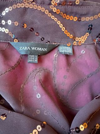 Camisa Zara Woman lentejuelas transparente