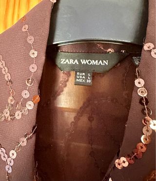 Camisa Zara Woman lentejuelas transparente