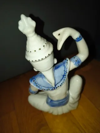 Danzatrice Thailandese Ceramica Blu Bianco