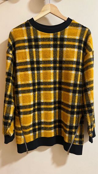 Jersey cuadros Bershka mostaza y negro