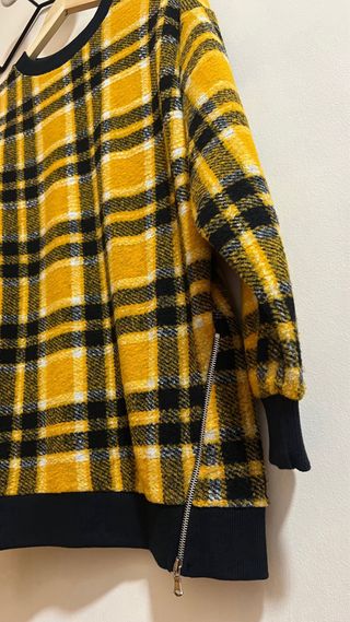 Jersey cuadros Bershka mostaza y negro