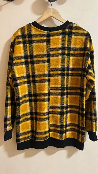 Jersey cuadros Bershka mostaza y negro