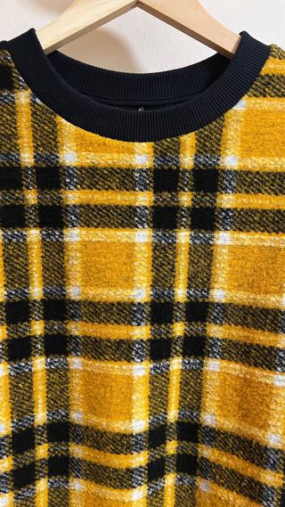 Jersey cuadros Bershka mostaza y negro