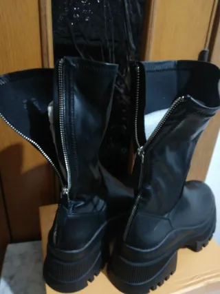 Botines Zara Talla 38 Negros Nuevos
