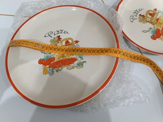 Set 6 Piatti Pizza Ceramica Bordo Rosso