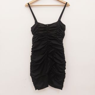 H&M mini abito nero aderente arricciato ruches S