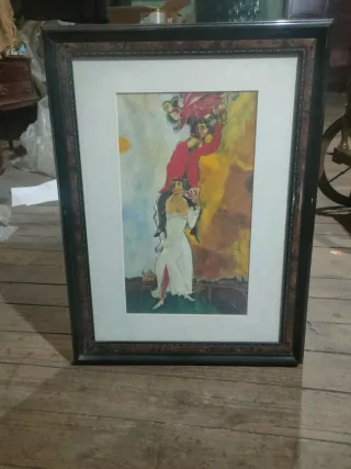 Cuadro lamina Doble retrato con una copa de vino