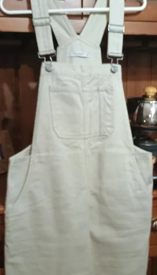 Vestido Peto vaquero Pull&Bear beige Talla XS 34