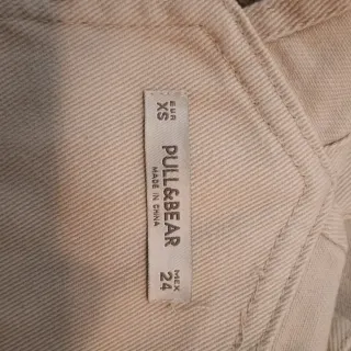 Vestido Peto vaquero Pull&Bear beige Talla XS 34