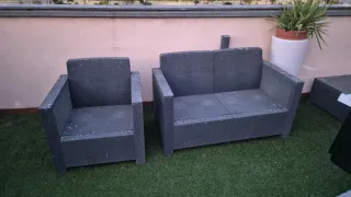 Conjunto 2 Sillones + 1 exterior Mimbre Gris