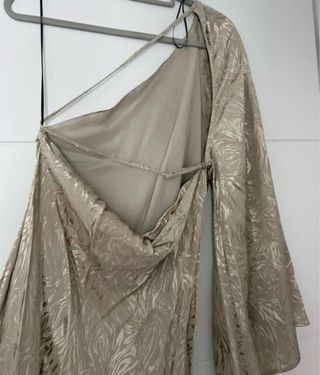 Vestido fiesta dorado/verde asimétrico