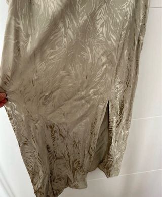 Vestido fiesta dorado/verde asimétrico